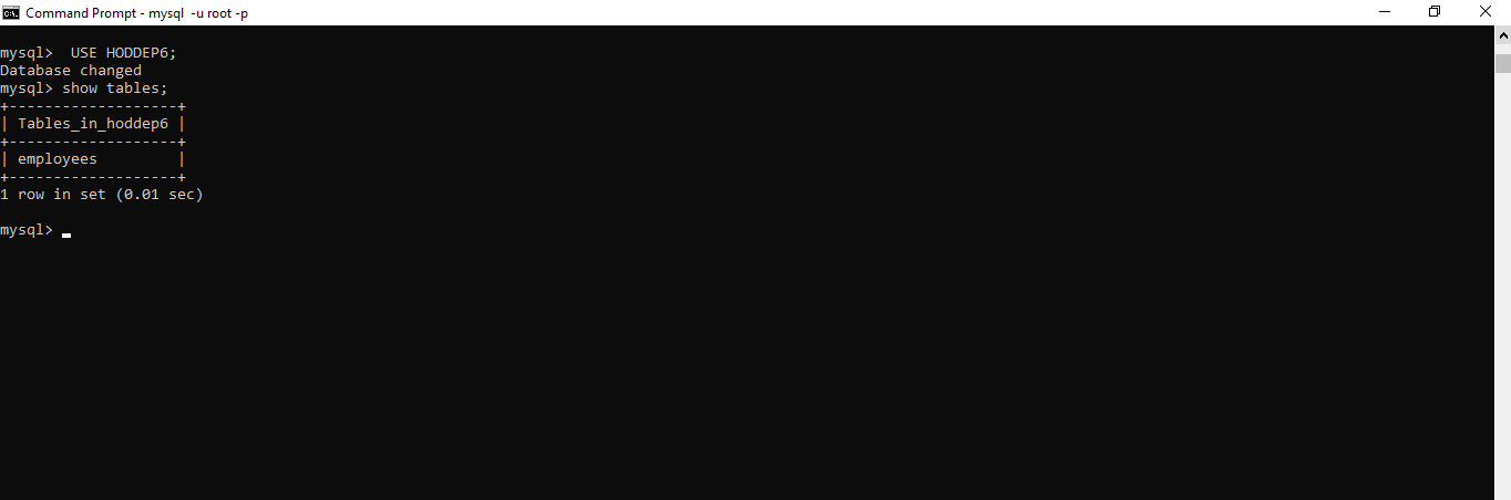 check the restored MySQL database in CMD